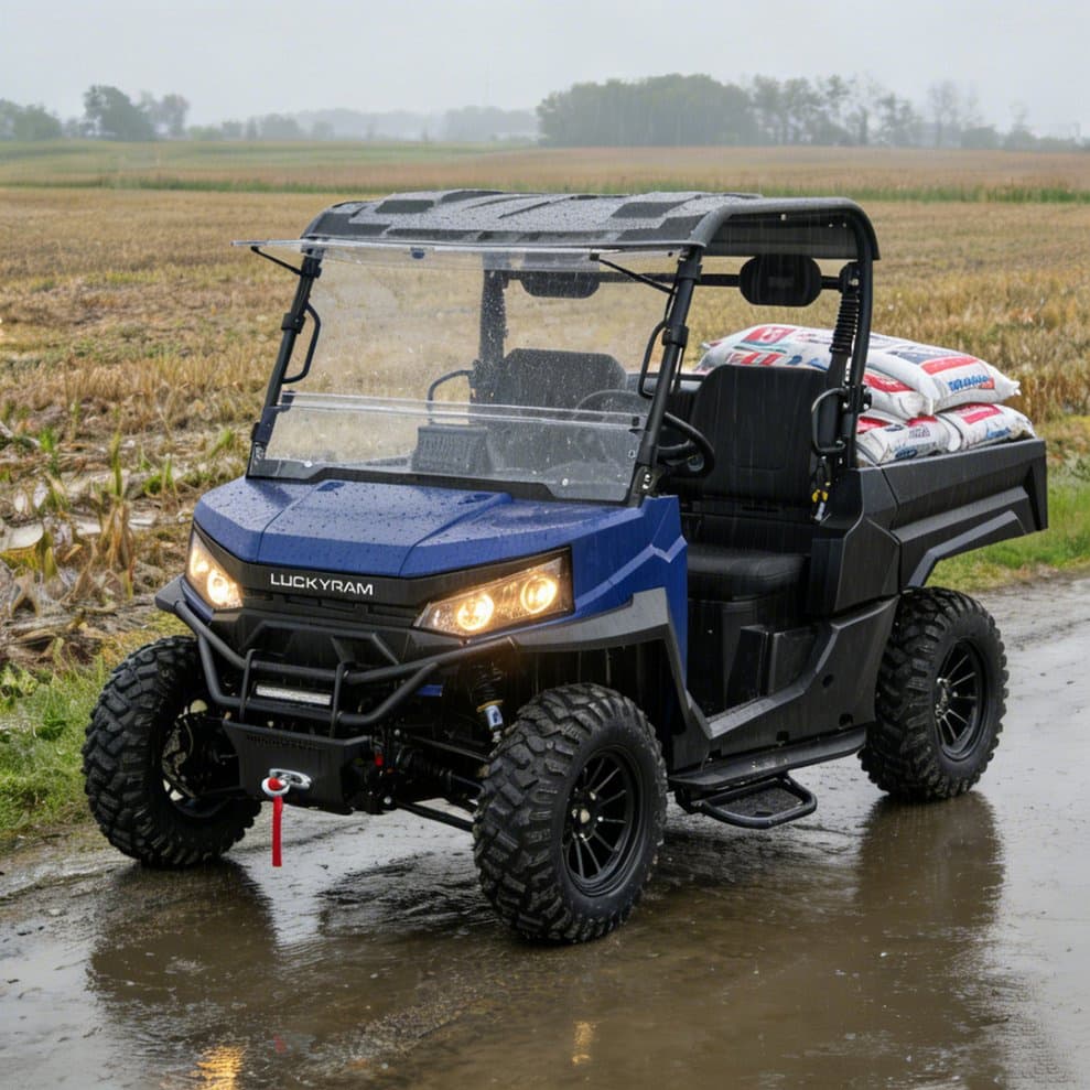 Elektrické poľnohospodárske vozidlo 73,6 V 150 Ah 4WD UTV pre farmu, rozsah 80-100 km, ťahanie 1000 kg